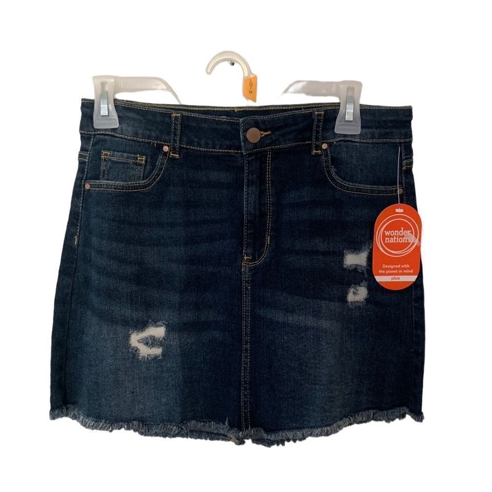 NWT Wonder Nation Distressed Denim Skirt Girl’s plus size 10-12